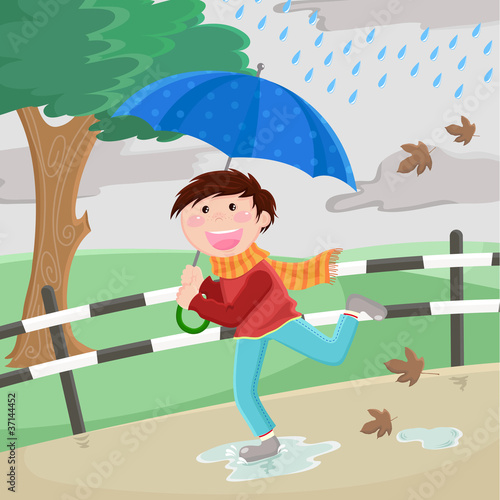 boy in the rain