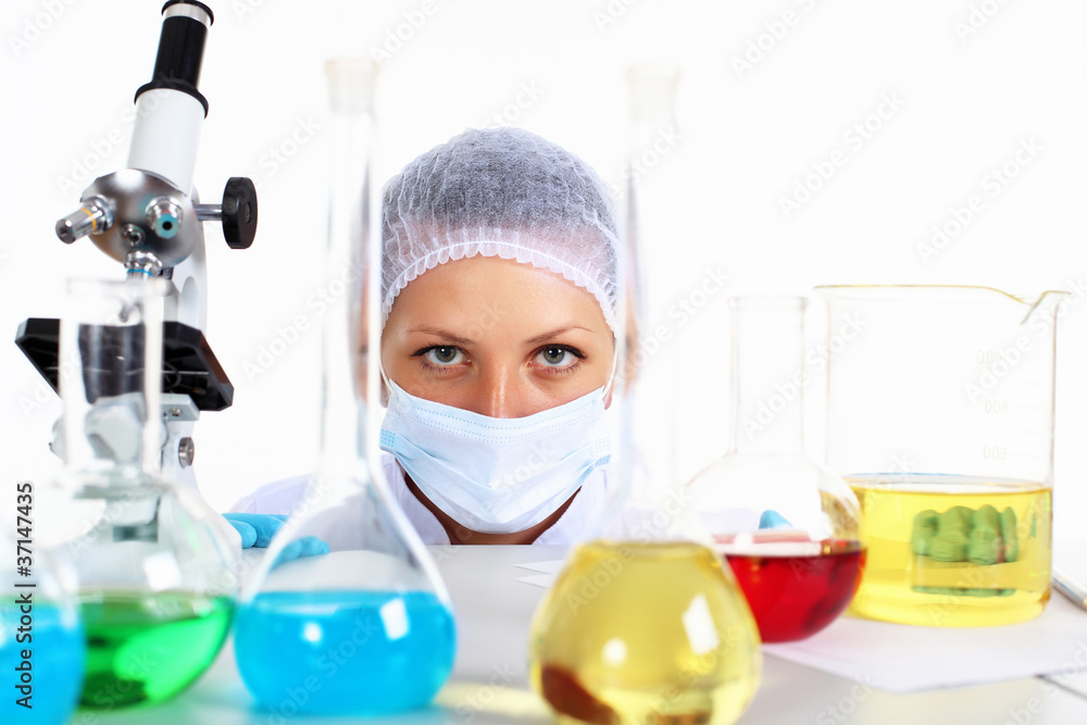 Female scientist in a chemistry laboratory Female scientist in a chemistry laboratory
