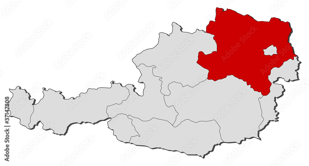 Map of Austria, Lower Austria highlighted Map of Austria, Lower Austria highlighted