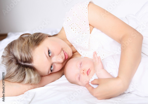 Portrait of a young mother and baby