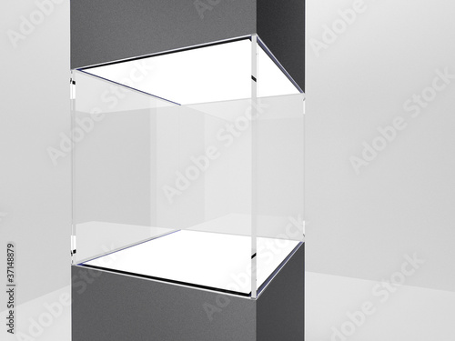 Empty glass showcase for exhibit