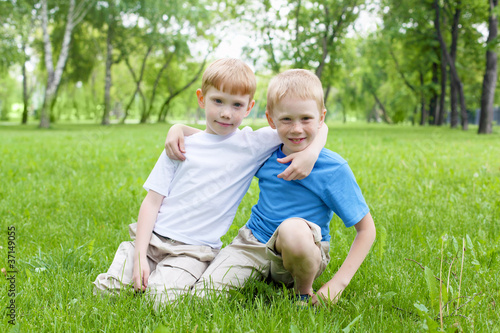 Portrait of two boys outdoors