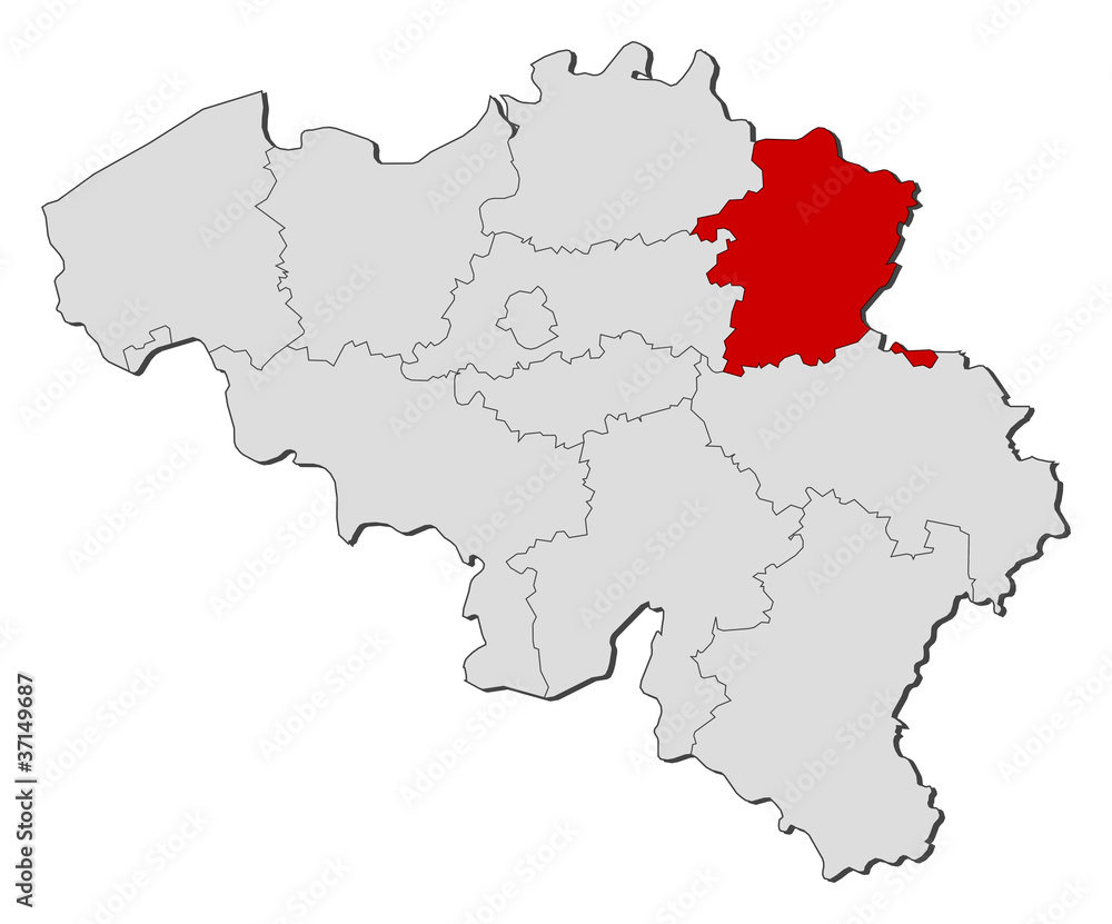 Map of Belgium, Limburg highlighted Map of Belgium, Limburg highlighted