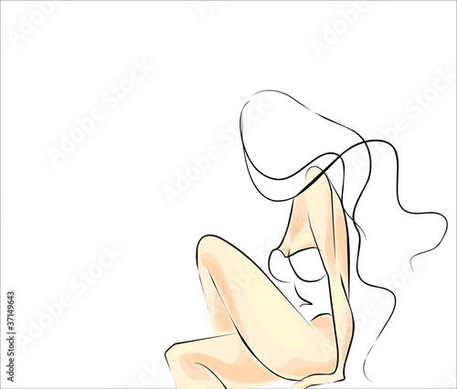 VECTOR Background with the beautiful young   woman