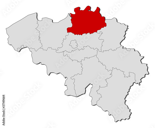 Map of Belgium  Antwerp highlighted