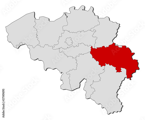 Map of Belgium, Liège highlighted