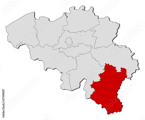 Map of Belgium  Luxembourg highlighted