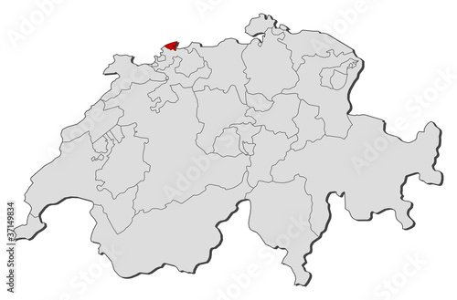Map of Swizerland, Basel-Stadt highlighted