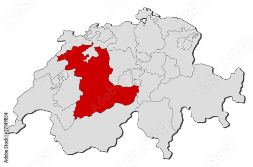 Map of Swizerland  Bern highlighted