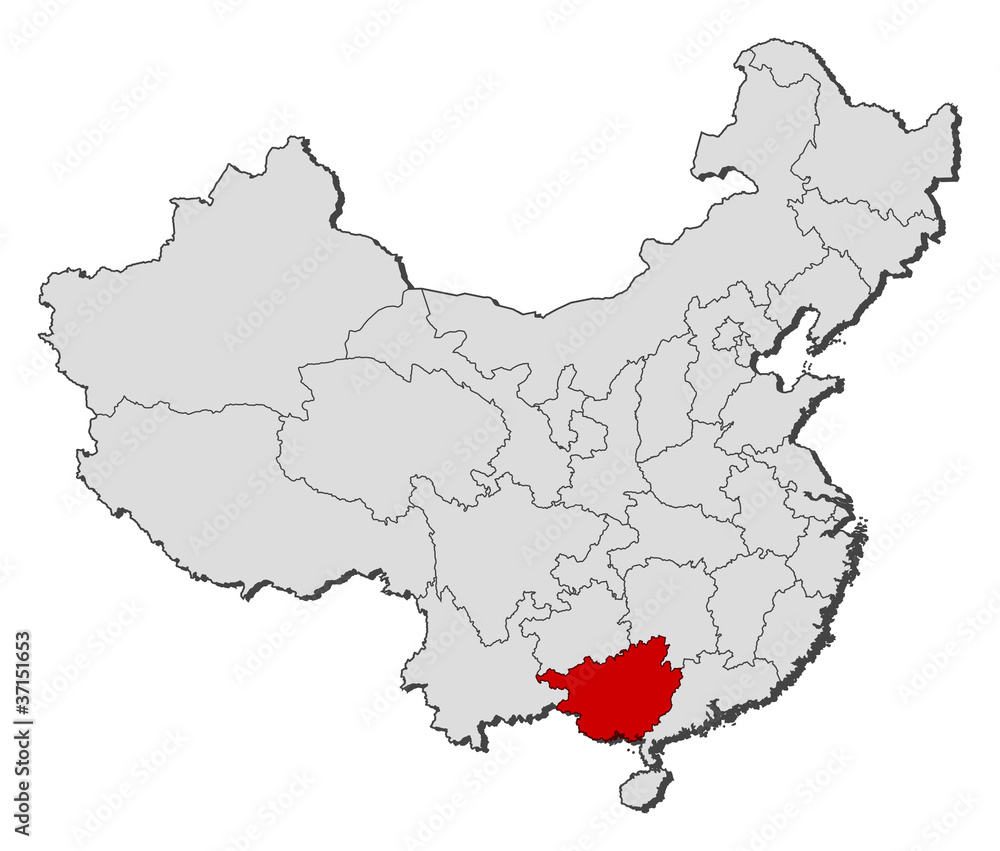 Map Of China Guangxi Highlighted Stock Vector Adobe Stock Map Of China Guangxi Highlighted Stock Vector Adobe Stock