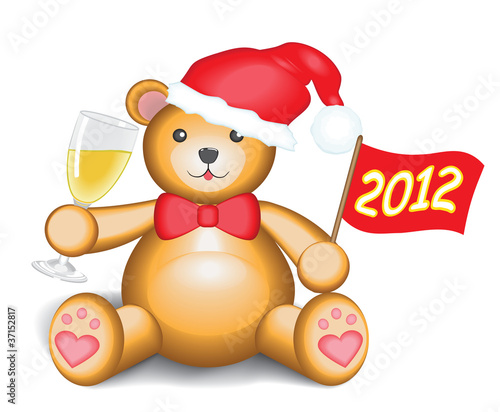 Cute teddy bear is toasting with champagne © lesart777
