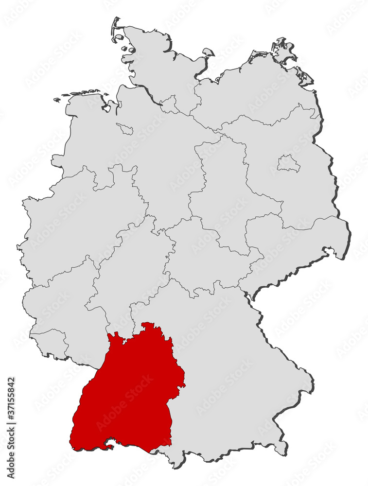 Map of Germany, Baden-Württemberg highlighted