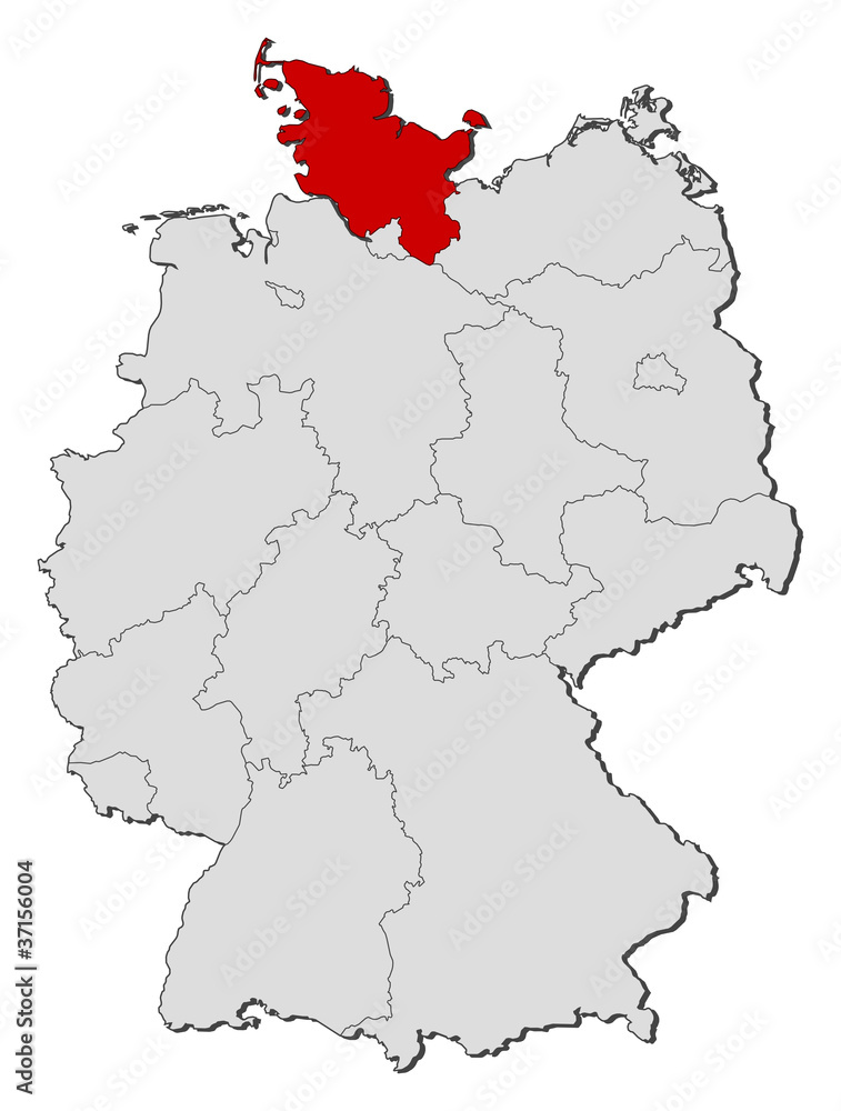 Map of Germany, Schleswig-Holstein highlighted
