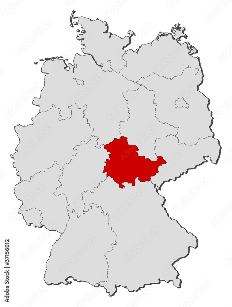 Map of Germany, Thuringia highlighted