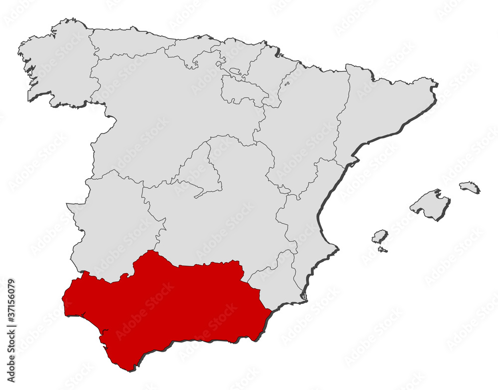 Map of Spain, Andalusia highlighted
