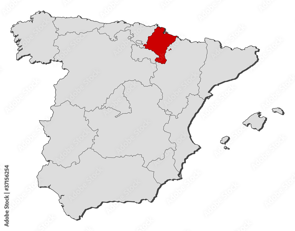 Map of Spain, Navarre highlighted