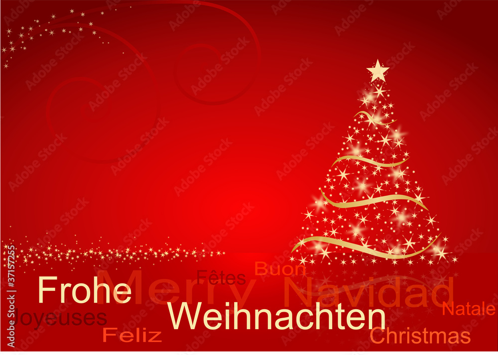 Weihnachtsbaum auf rotem Grund