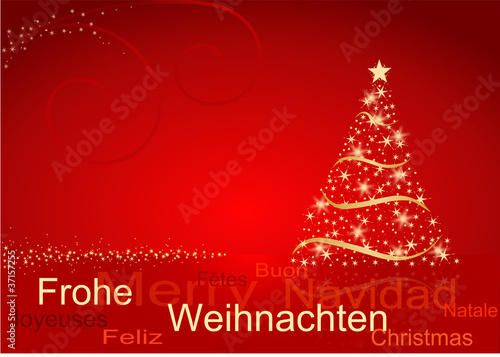 Weihnachtsbaum auf rotem Grund