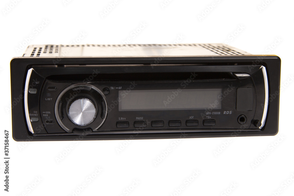 Fototapeta premium Car radio on white background