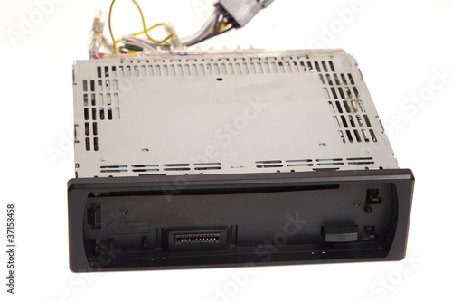 Car radio on white background