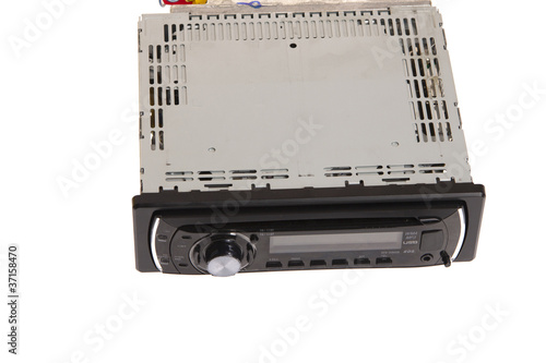 Car radio on white background