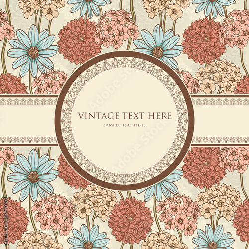 Floral frame in retro style