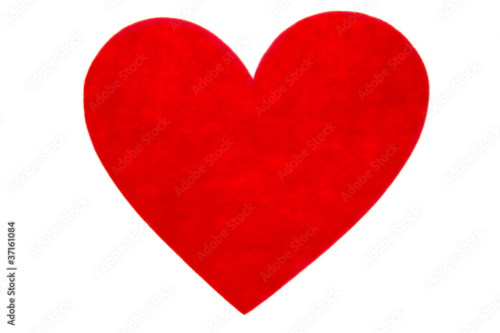 Red felt heart isolated on white Red felt heart isolated on white