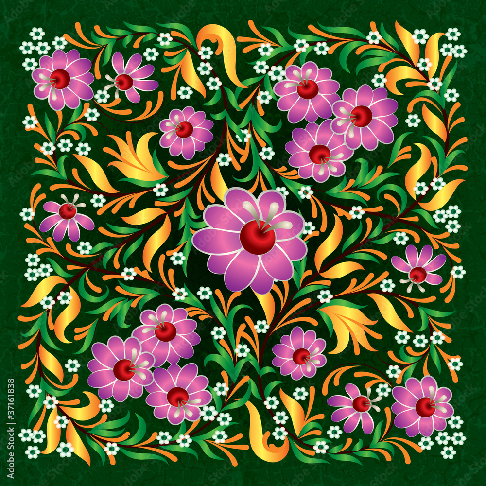Fototapeta premium abstract floral ornament on grunge background