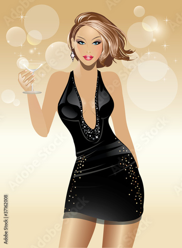 Beautiful Woman Holding Cosmopolitan Cocktail