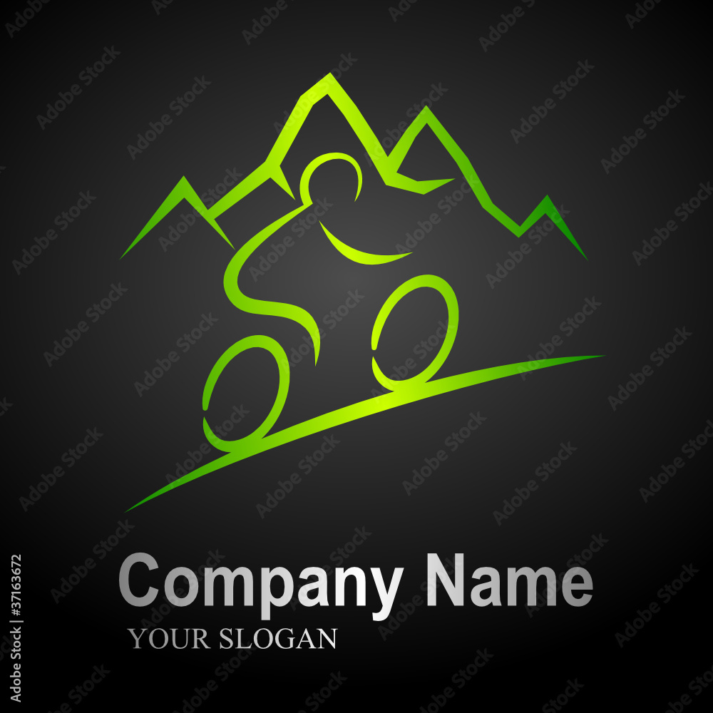 Fototapeta premium mountain bike logo 2 (black background)
