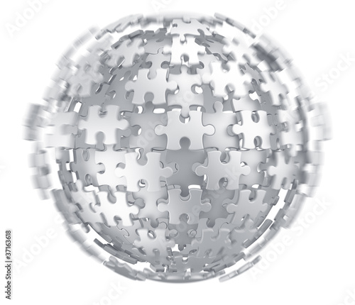 Puzzle sphere being build
