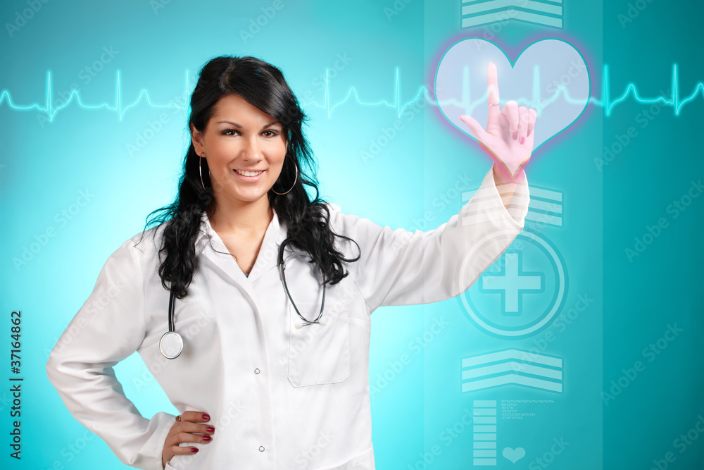 Medicine doctor working with futuristic interface Medicine doctor working with futuristic interface