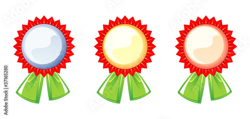 Set of labels of the awards, three colors