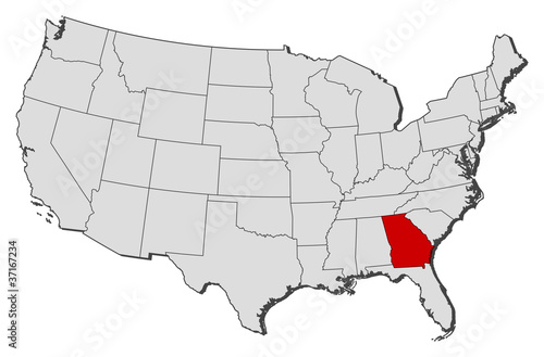 Map of the United States, Georgia highlighted