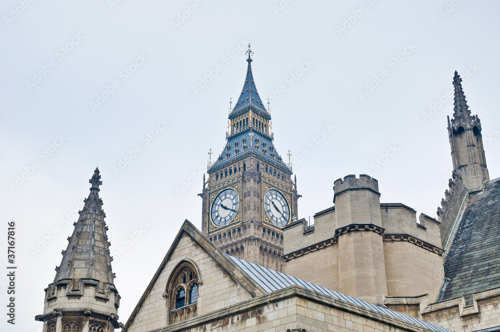 Naklejka premium Big Ben tower clock at London, England