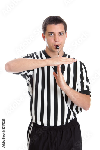 Fotografi Teen basketball referee giving sign for technical foul
