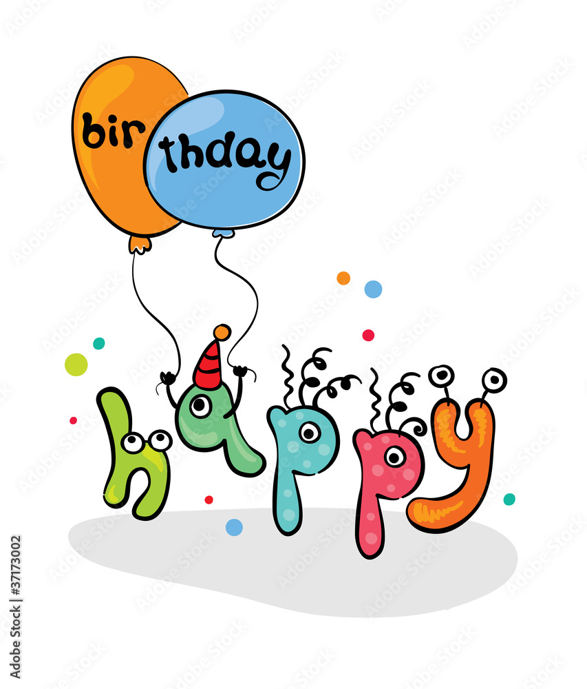 Naklejka premium Living letters - Happy Birthday