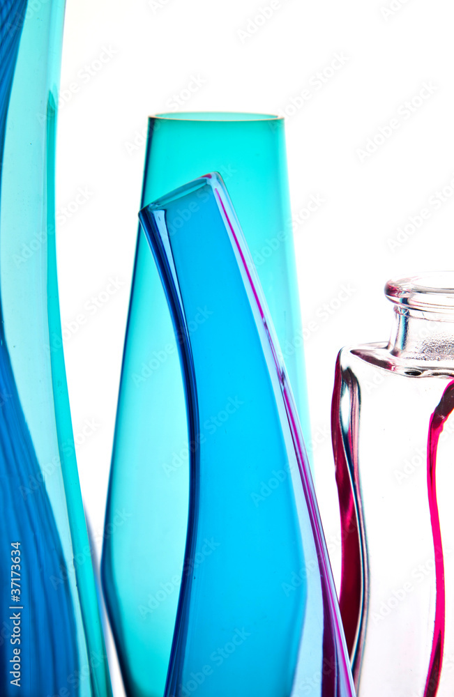 Blue bottles on a row Blue bottles on a row