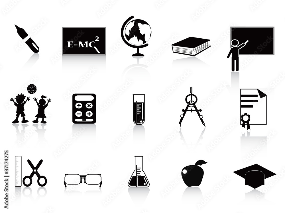 Fototapeta premium black school icon set