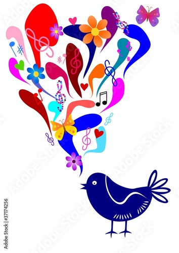 Illustration - singing bird
