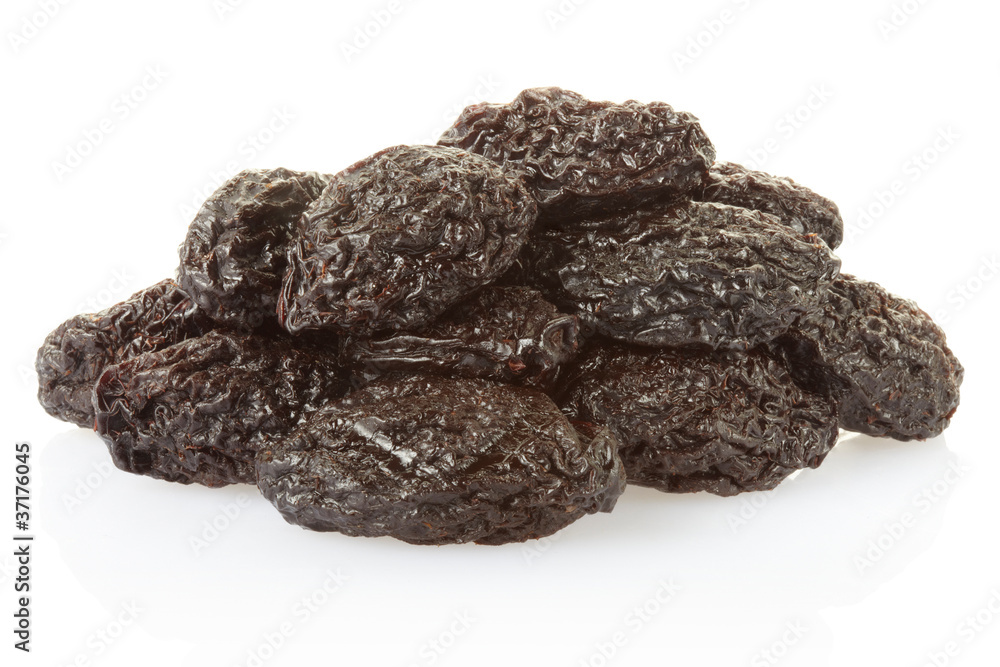 Dried plums isolated, clipping path included Dried plums isolated, clipping path included