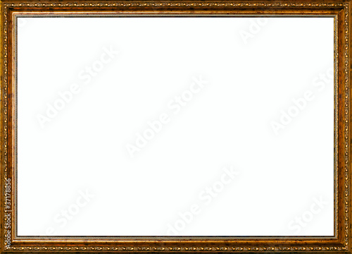 aged vintage golden rustic high quality wide frame isolated over