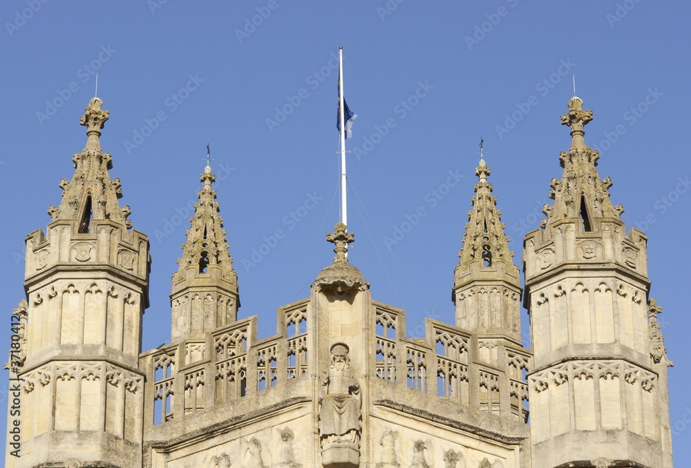 Top of Bath Abbey in Somerset, England
