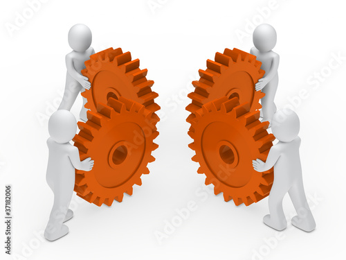 teamwork circle orange gear