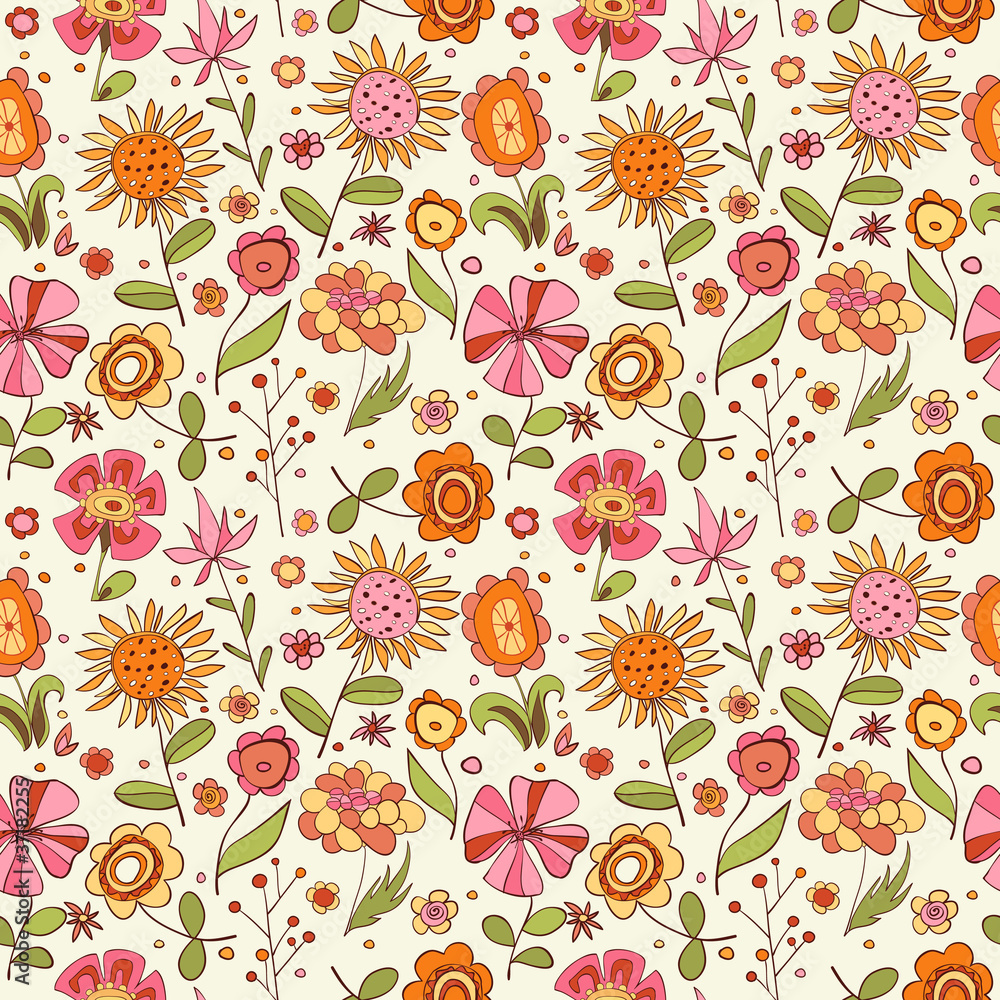 Pattern with cartoon flowers Pattern with cartoon flowers