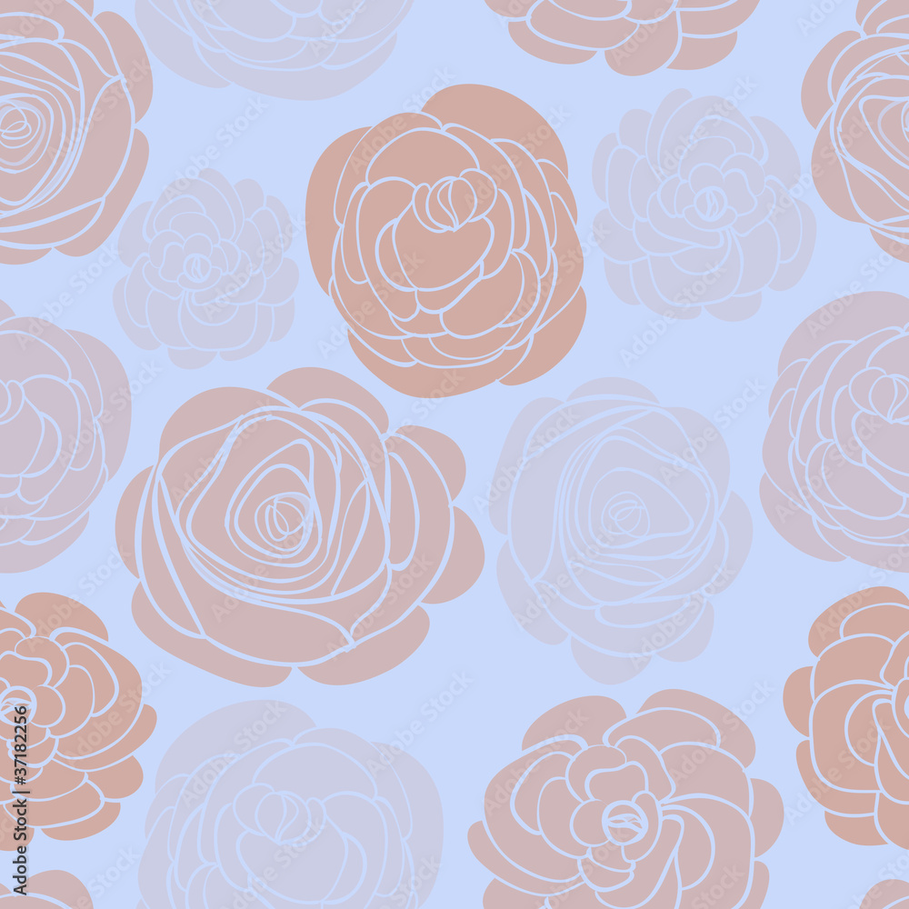 Pattern with delicate roses on blue Pattern with delicate roses on blue