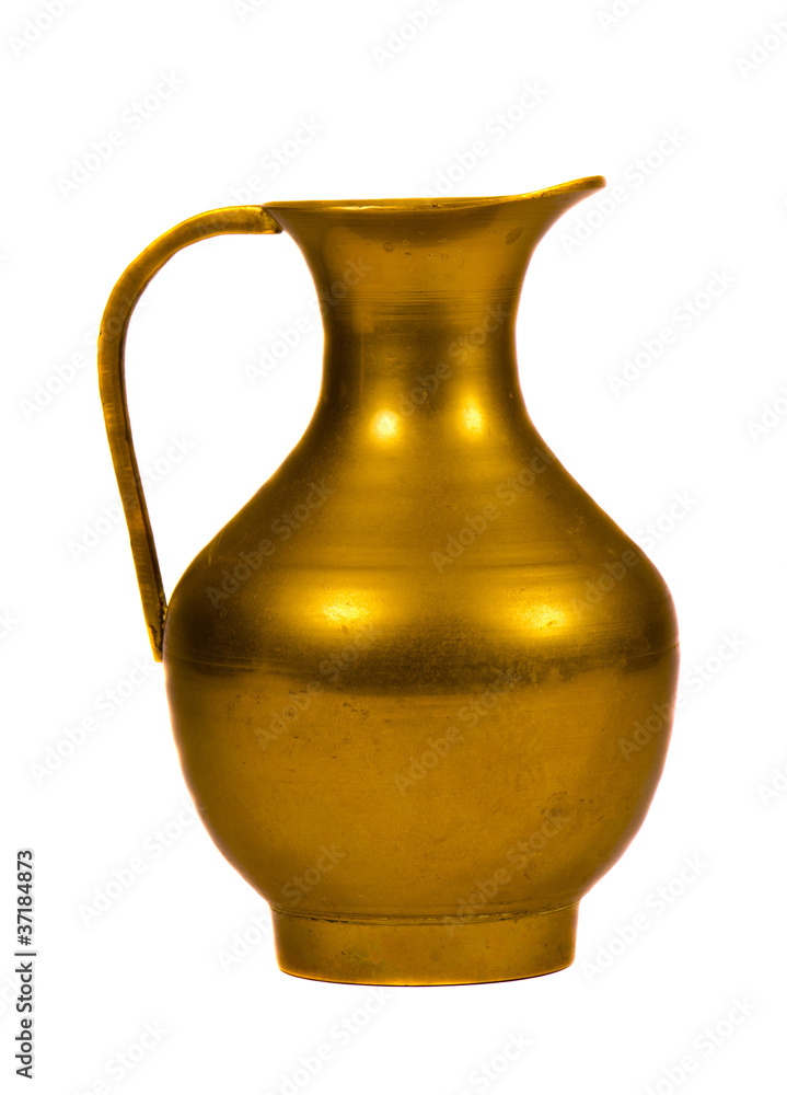 brass jug on isolated white