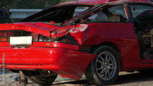 The car explodes after crash