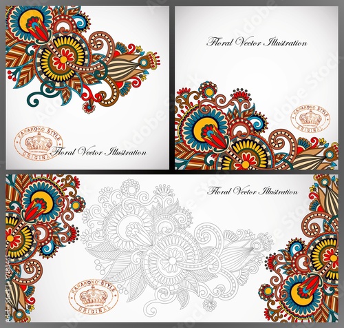 set of three flower background design