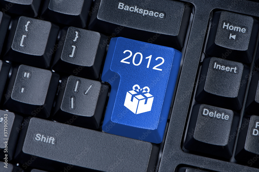 Button computer keyboard with icon gift and figures 2012. Button computer keyboard with icon gift and figures 2012.
